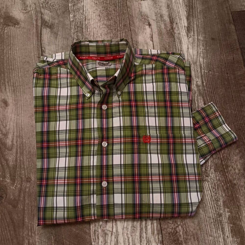 Lot Of 2 Men Sz Large Cinch Western Plaid Button Up Shirts Rodeo Work Festival